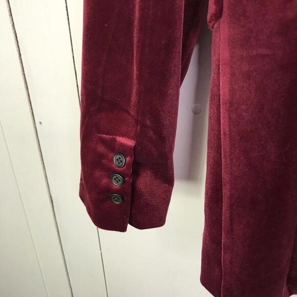 Blank NYC Blazer Womens M Velvet Burgundy One Button Holiday Formal Soft - Picture 4 of 11